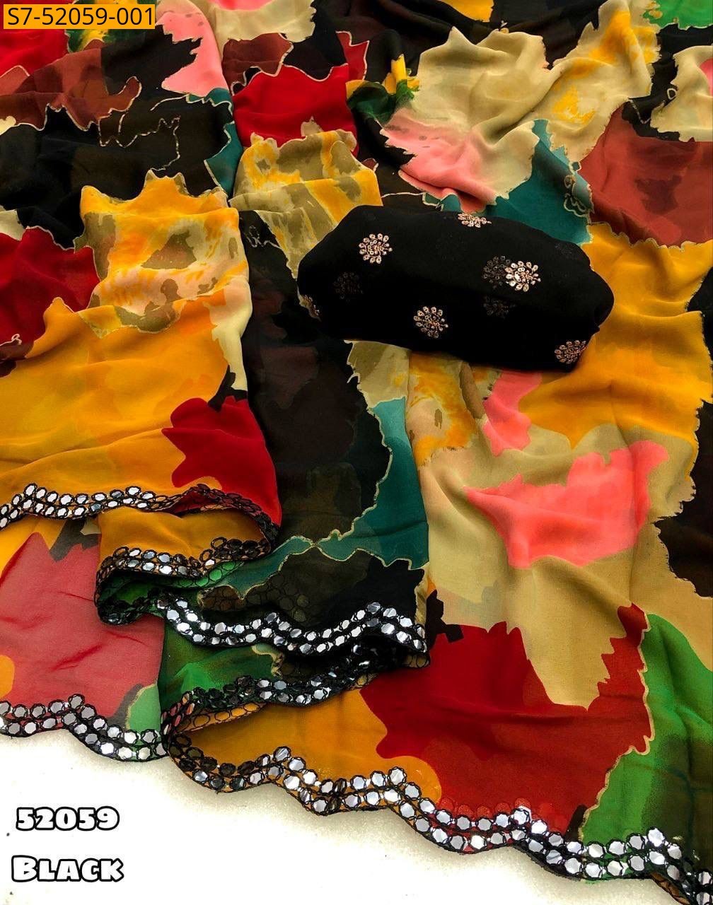 Black Weightless chiffon sarees