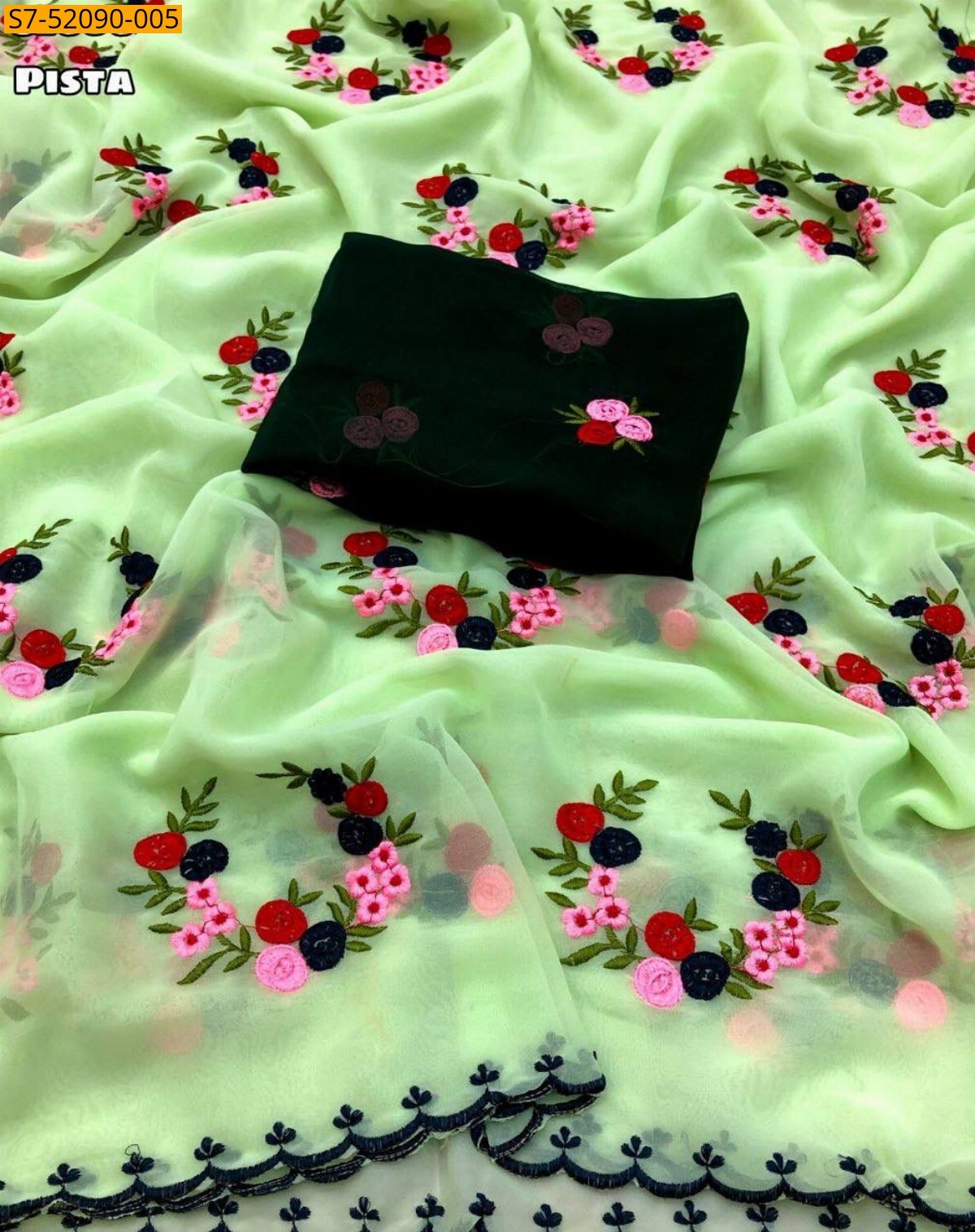 Pista Fancy Georgette saree