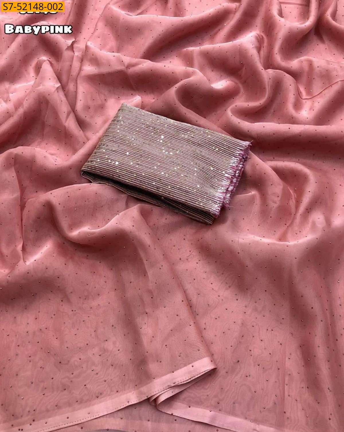 Baby Pink Fancy organza saree