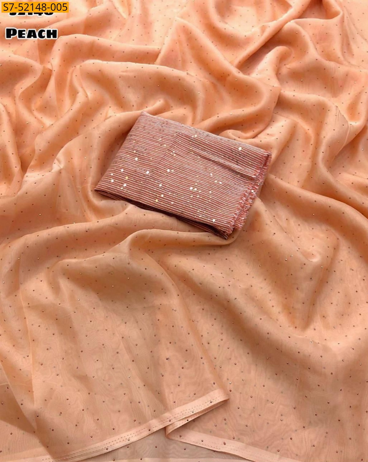 Peach Fancy organza saree