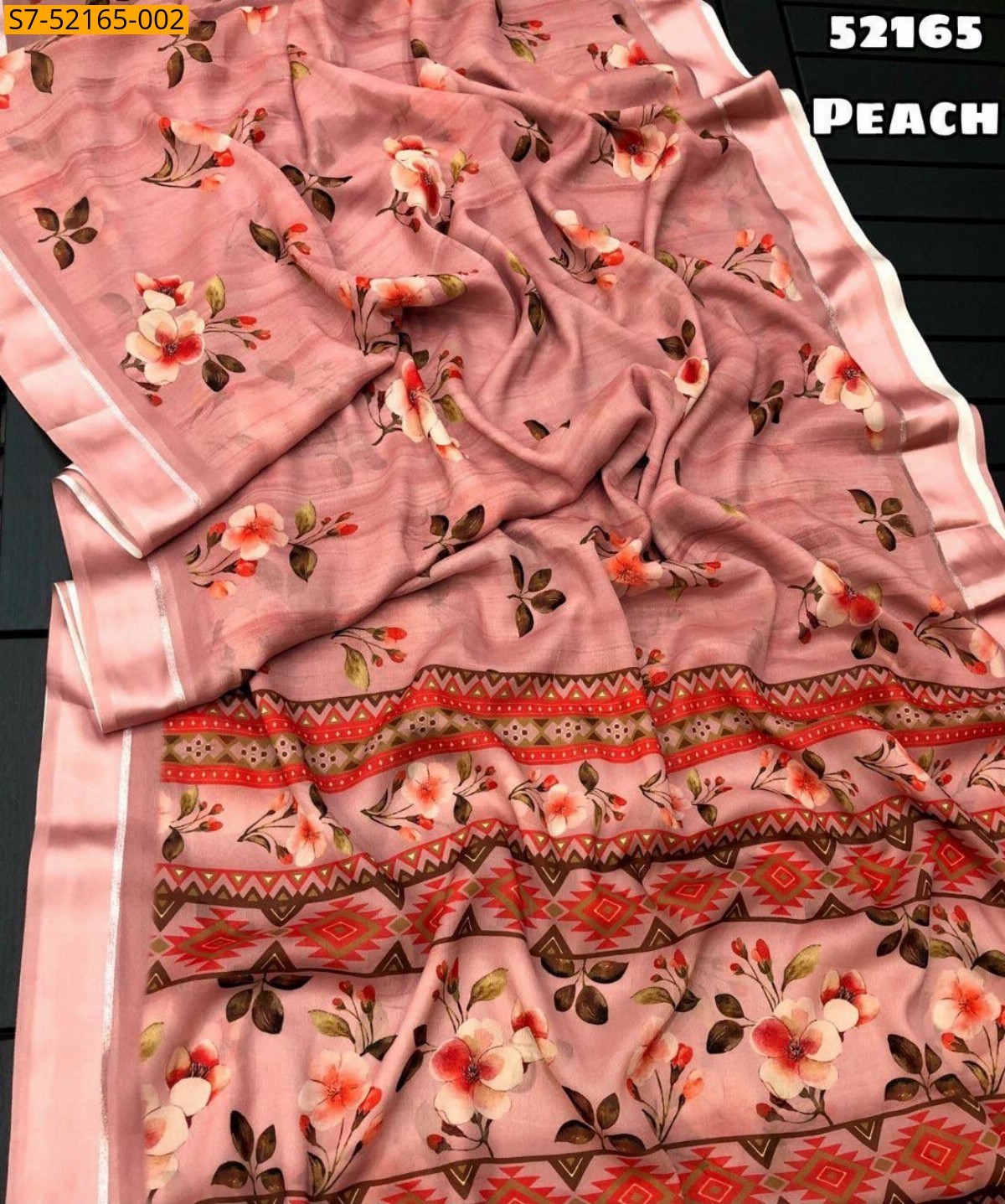 Peach Moss Chiffon sarees 