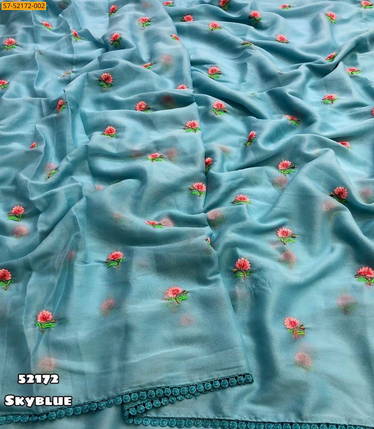 Sky Blue Chiffon sarees
