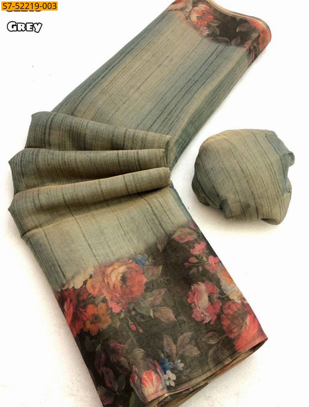 Grey Fancy tissue silk saree