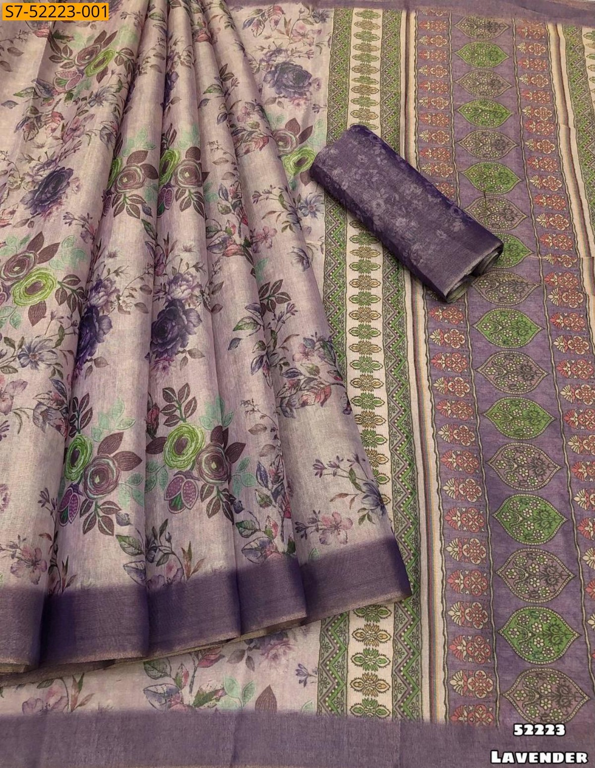 Lavender Fancy tissue silk digital printed saree