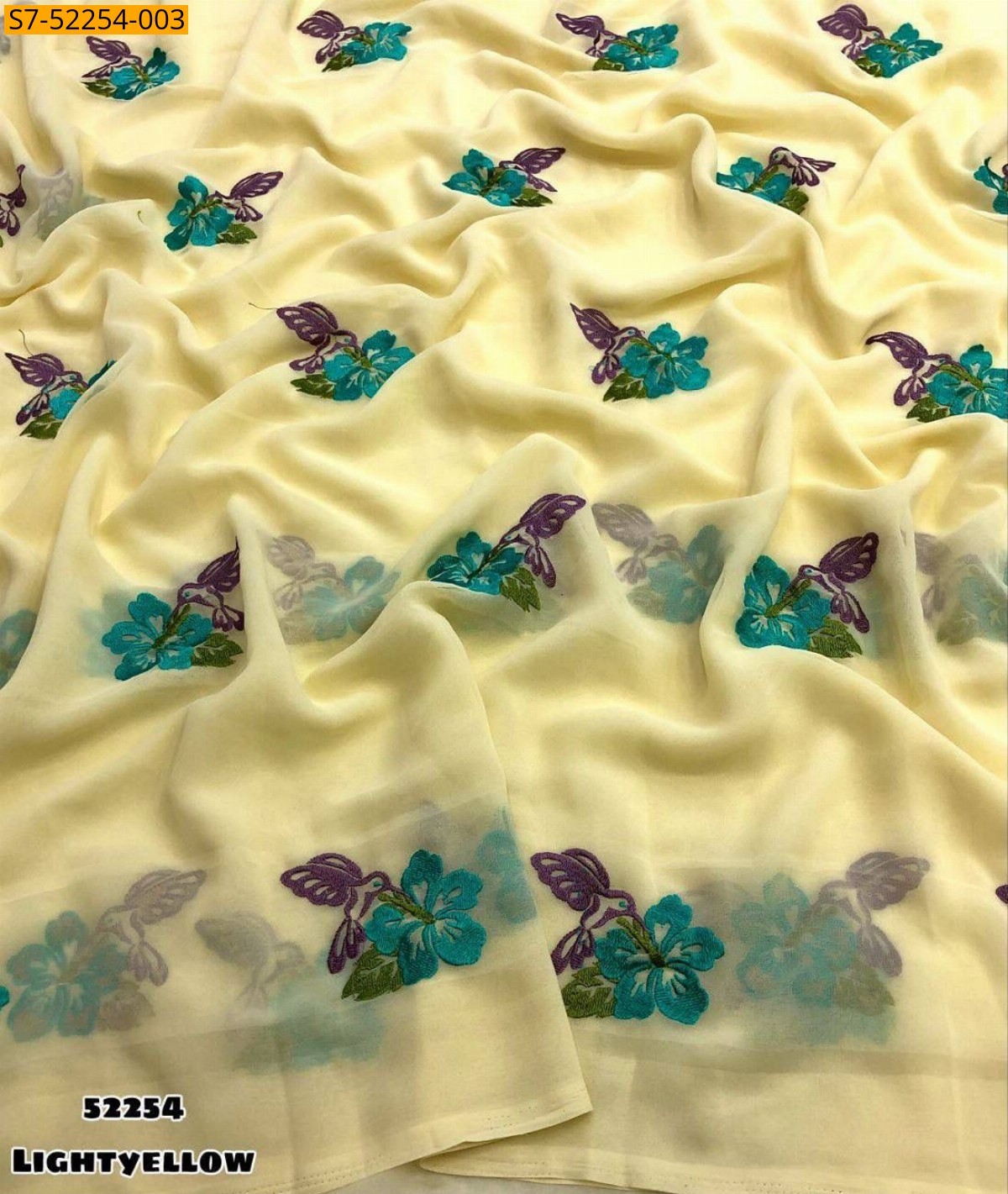 Light Yellow Chiffon sarees