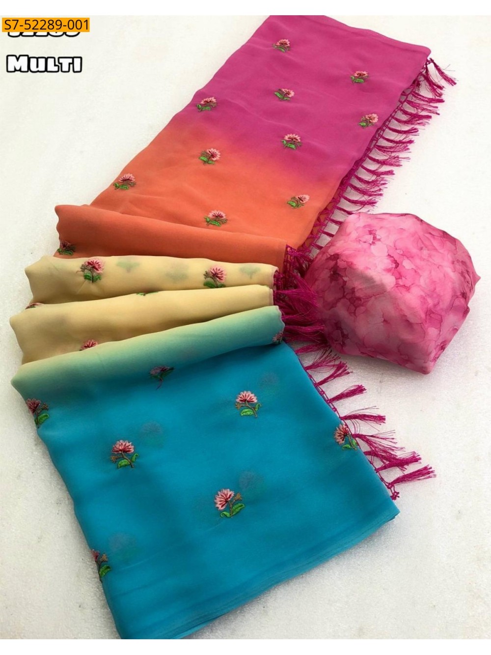 Multi colour Fancy Georgette Saree Multi colour Fancy Georgette Saree