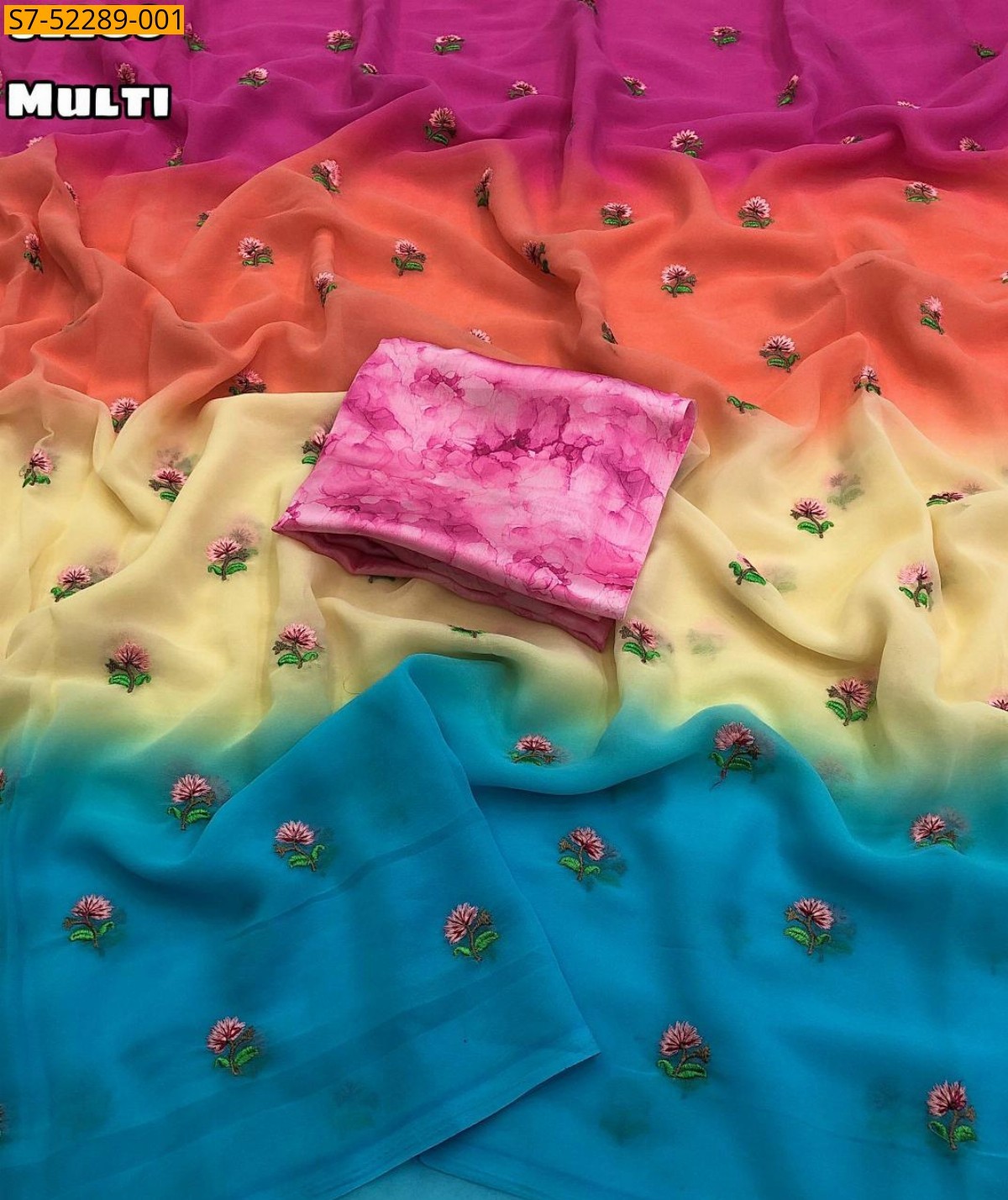 Multi colour Fancy Georgette Saree