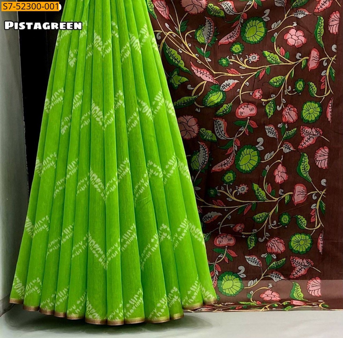 Green Fancy Soft chenderi Saree