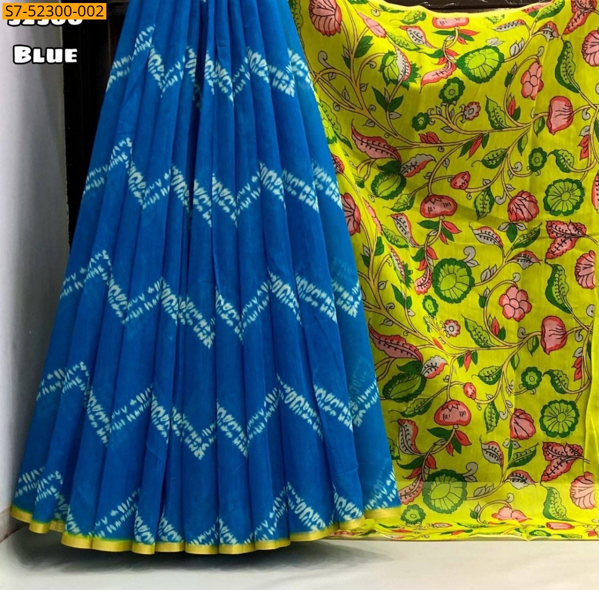 Blue Fancy Soft chenderi Saree