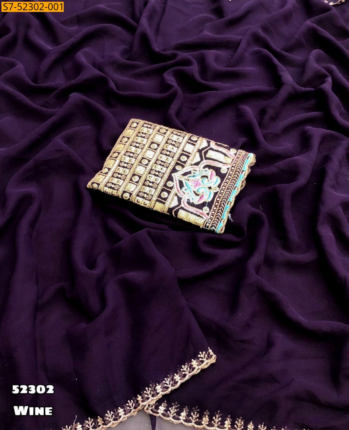 Wine Soft Georgette sarees
