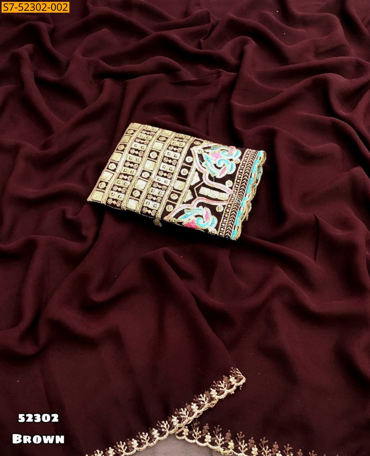 Brown Soft Georgette sarees