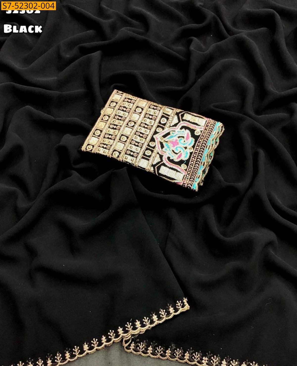 Black Soft Georgette sarees