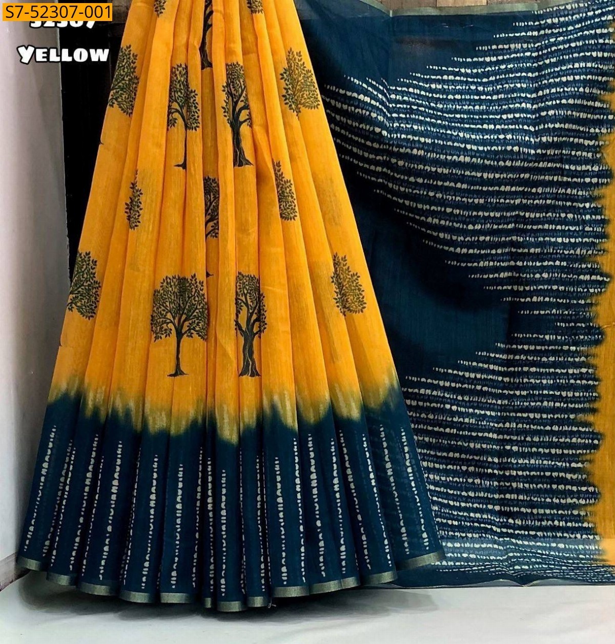 Yellow Fancy chenderi Sarees