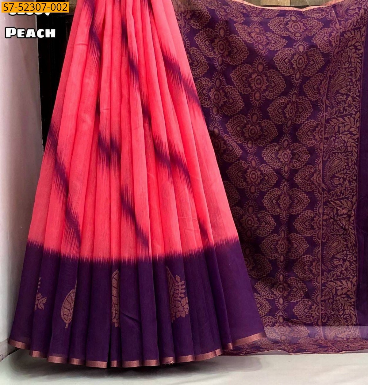 Peach Fancy chenderi Sarees