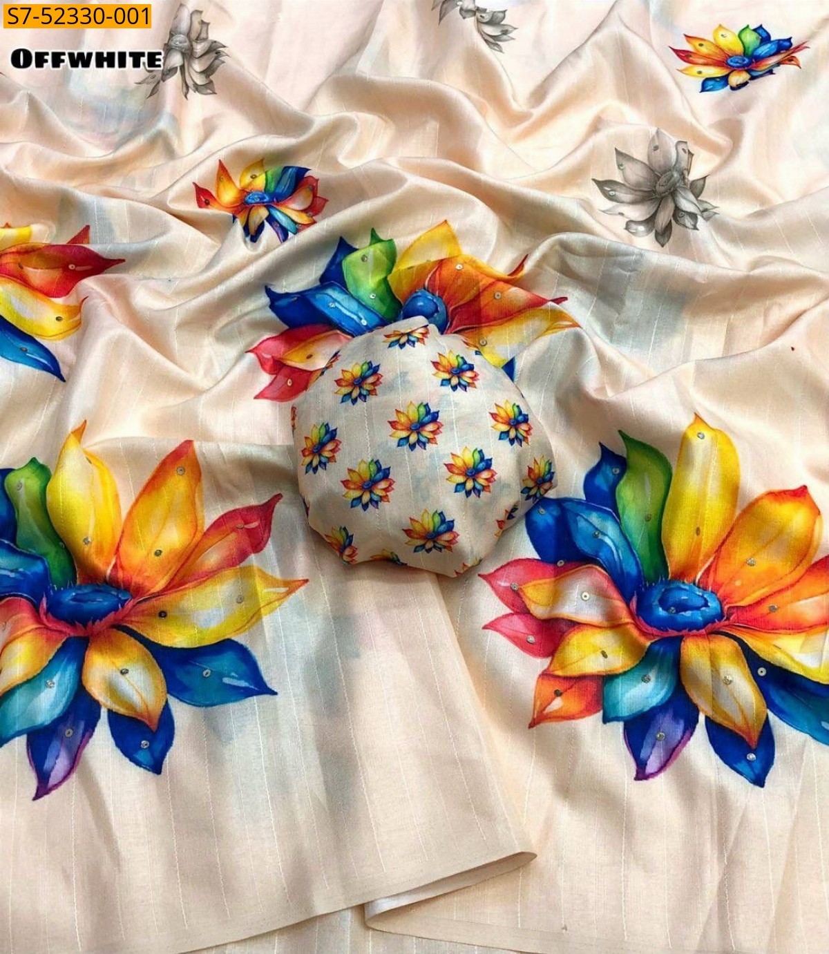 Half white  Fancy Tussar silk saree