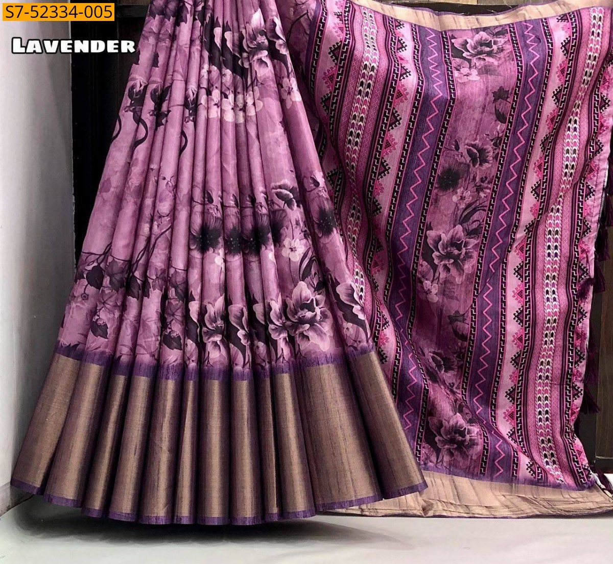 Lavender Fancy Tussar silk Saree