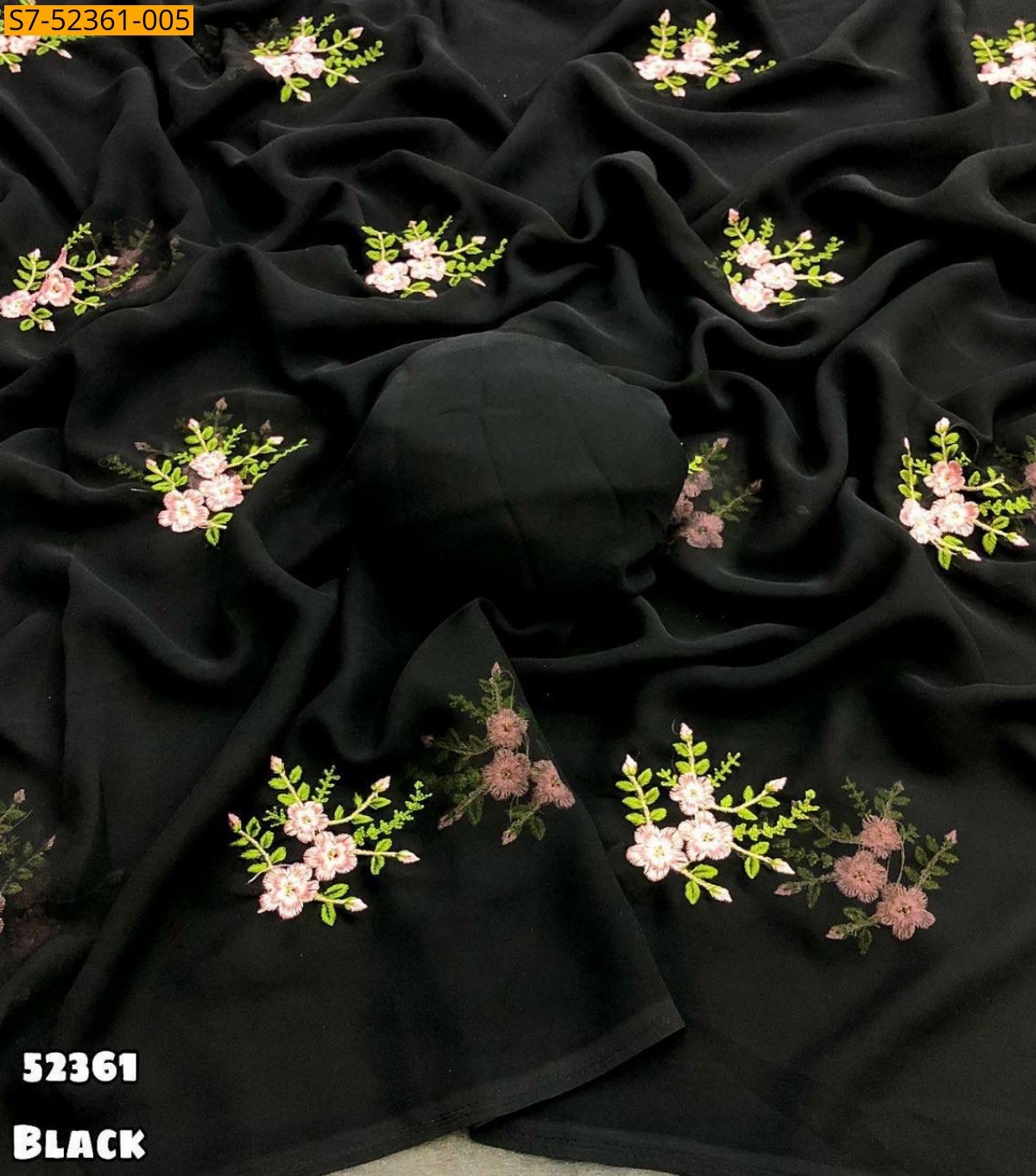 Black Georgette embroidery Saree