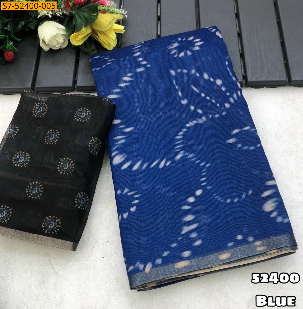 Blue Fancy chanderi cotton Saree