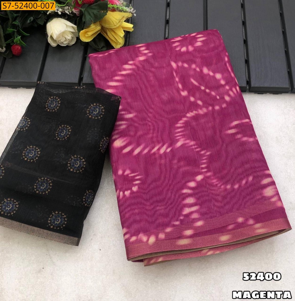 Magenta Fancy chanderi cotton Saree