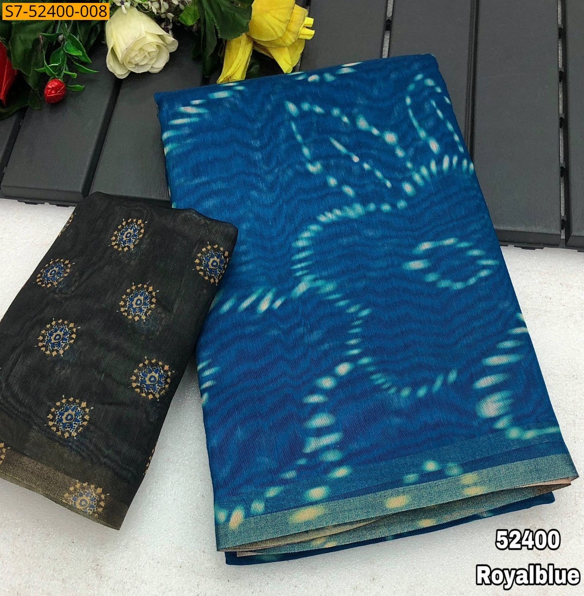 Royal blue Fancy chanderi cotton Saree