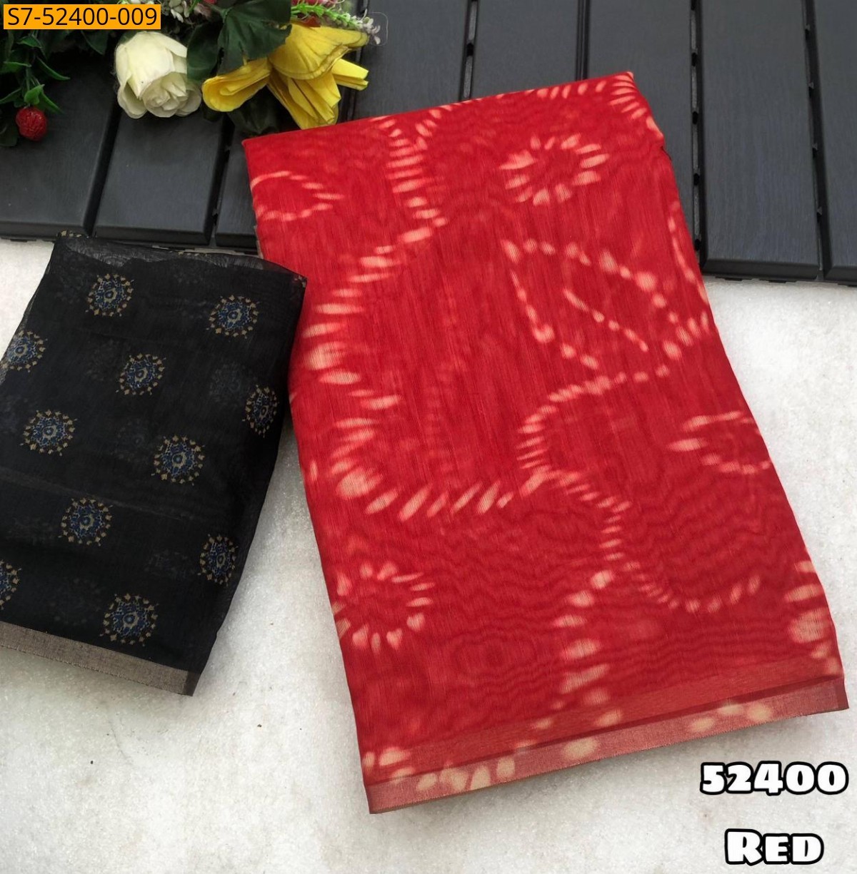 Red Fancy chanderi cotton Saree