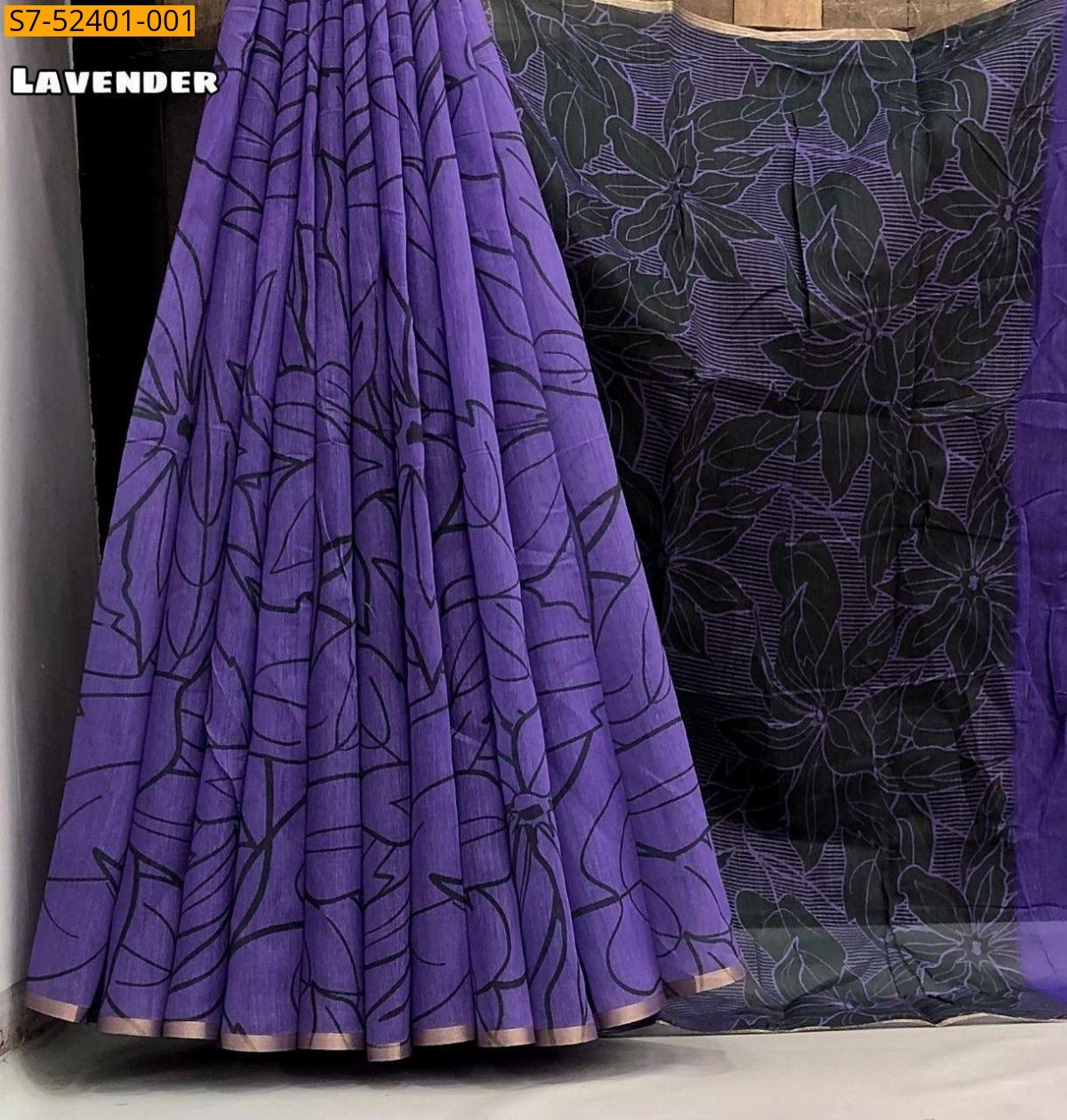 Lavender Fancy chanderi digital printed sarees