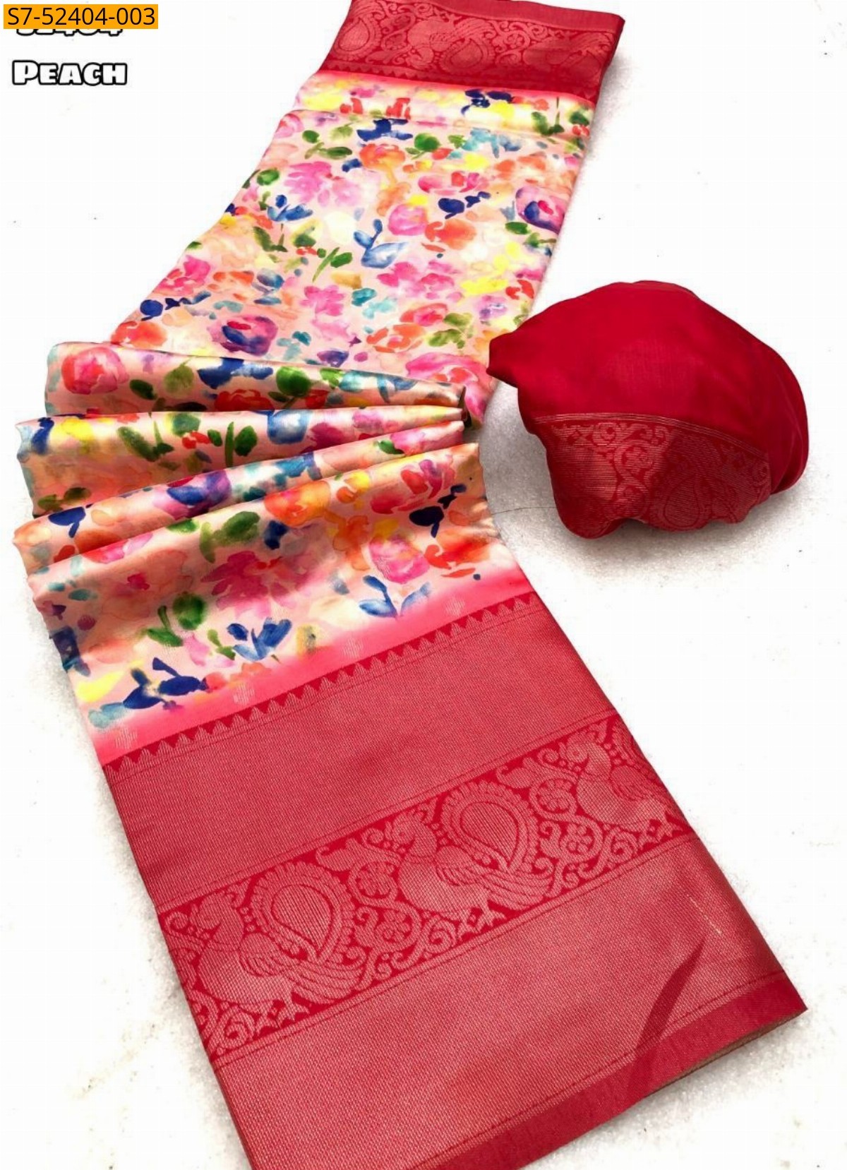 Peach Fancy kota printed saree