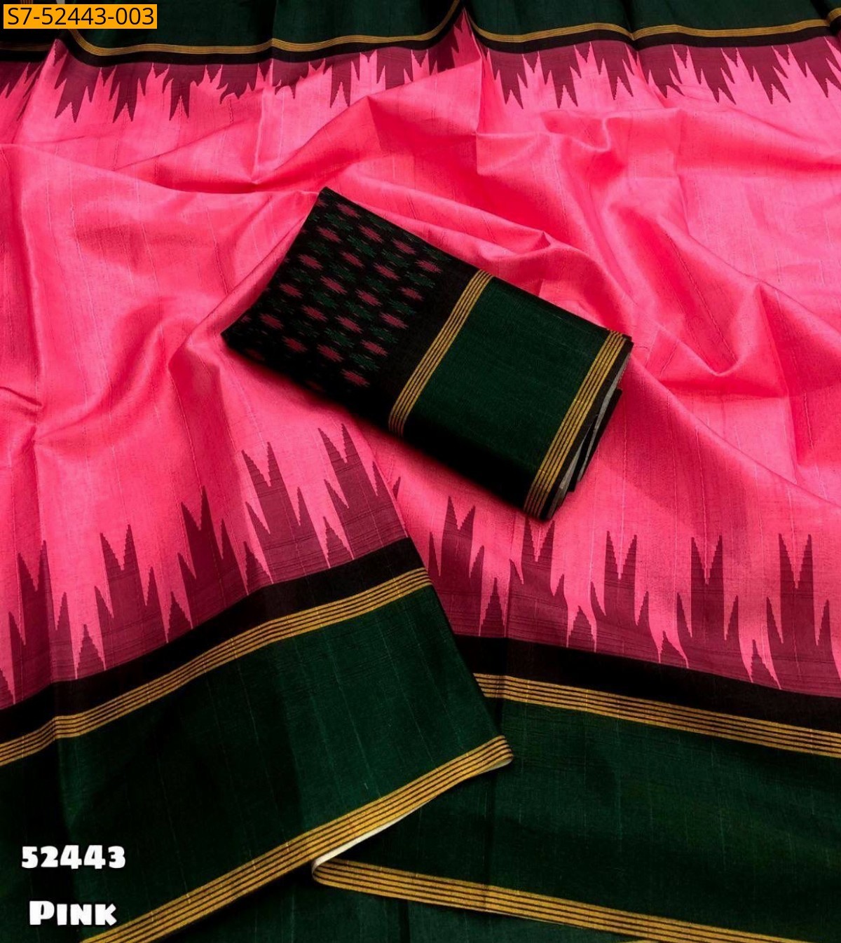 Pink Soft Handloom Tussar silk saree 