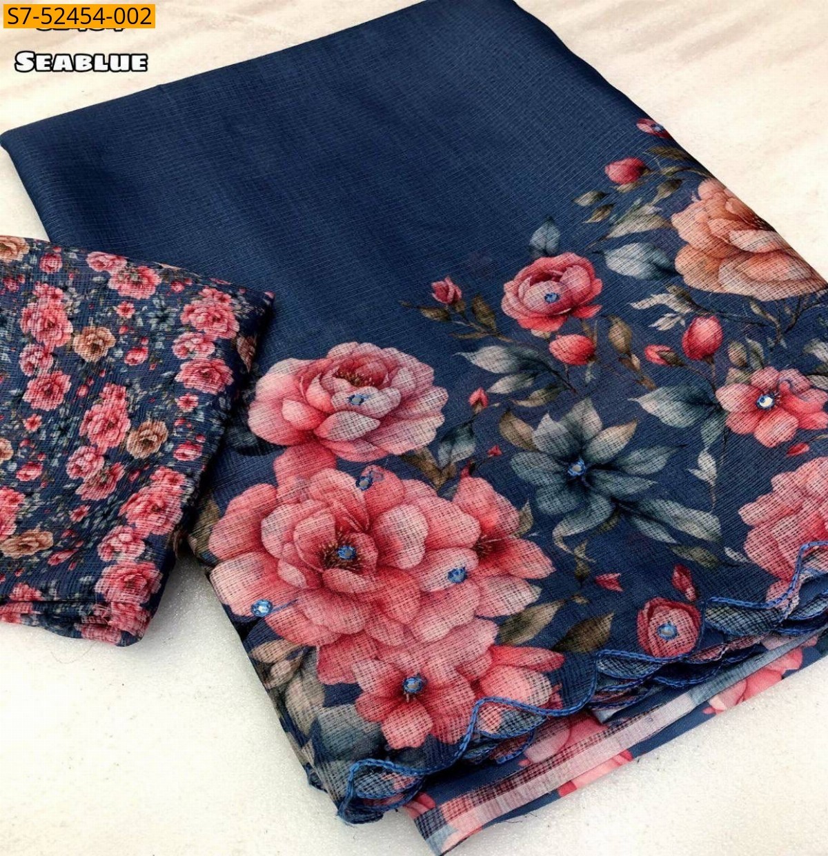 Sea Blue Fancy Soft kota sarees