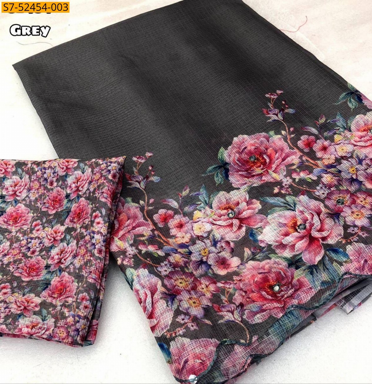 Gray Fancy Soft kota sarees