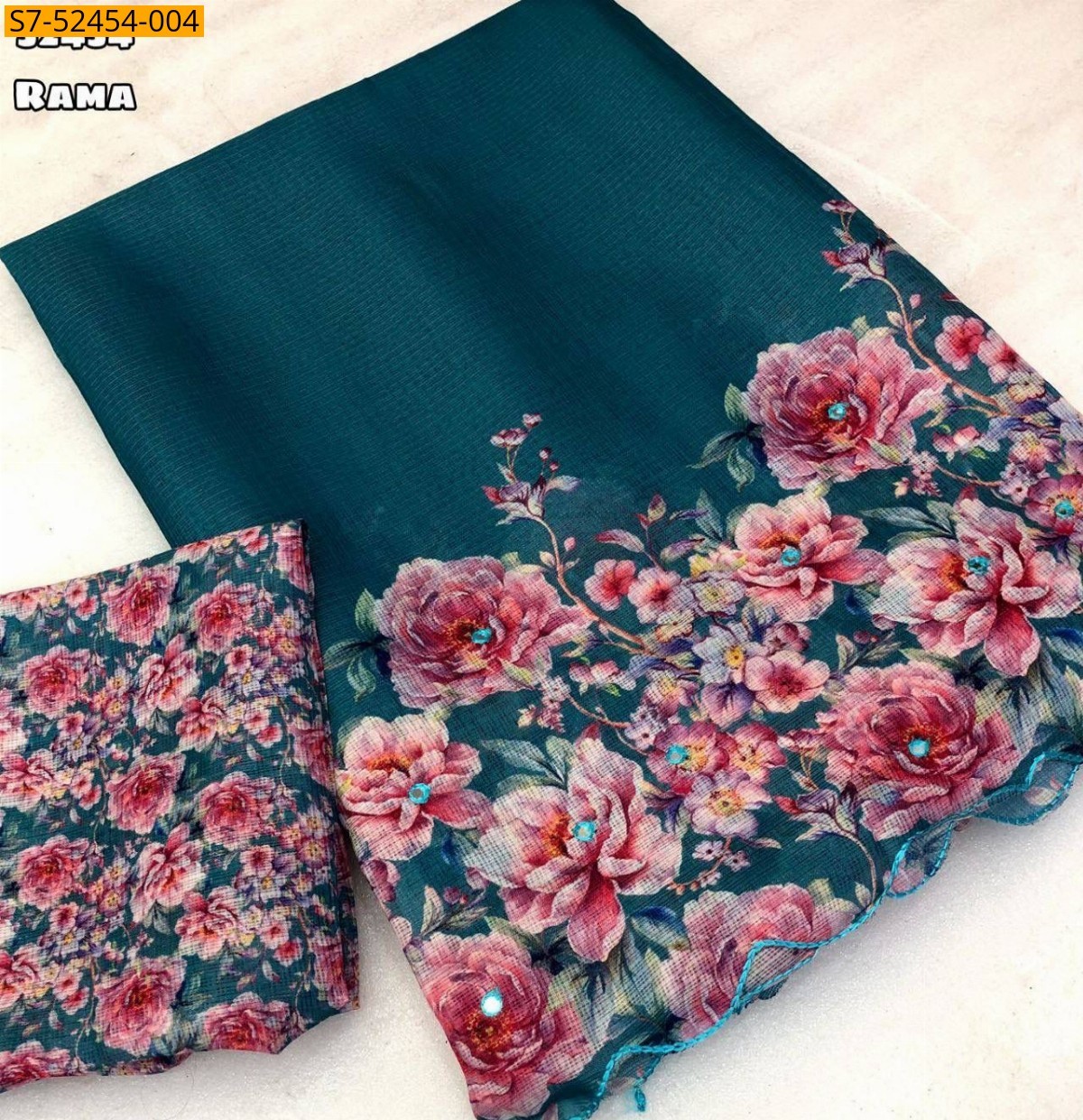 Rama Green Fancy Soft kota sarees