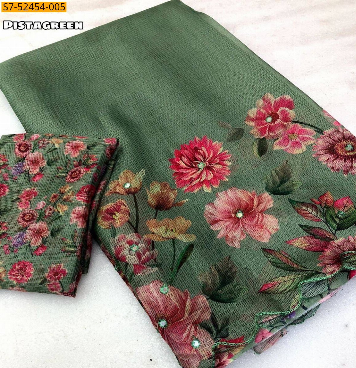 Pista Green Fancy Soft kota sarees