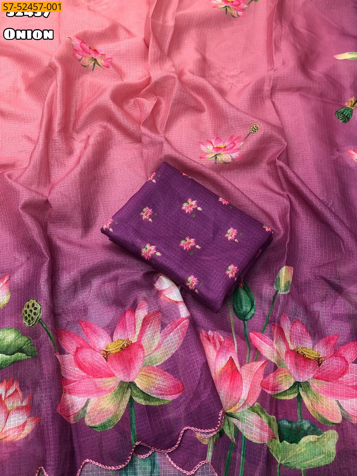 Onion  Soft kota checks sarees