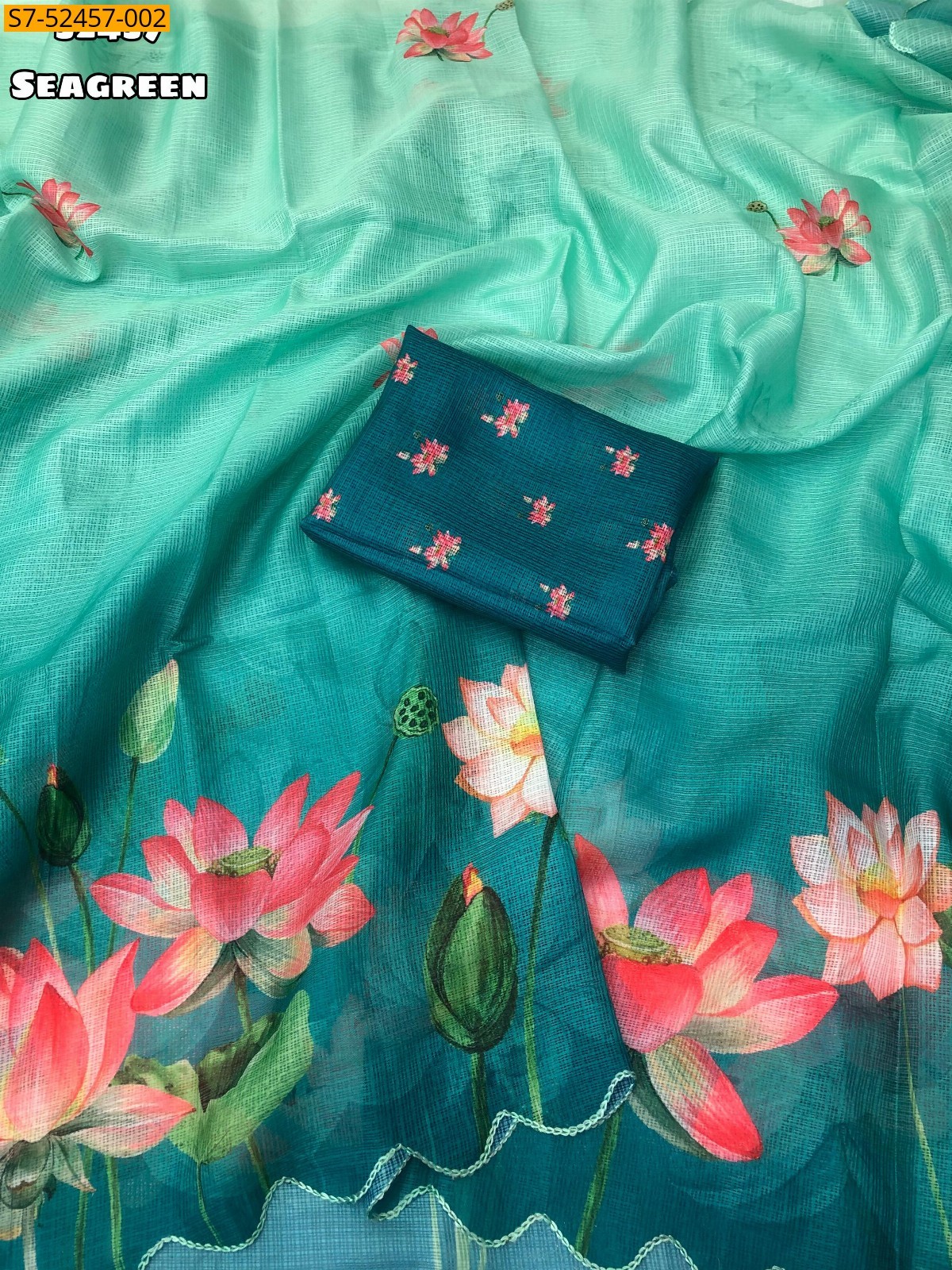 Green Soft kota checks sarees