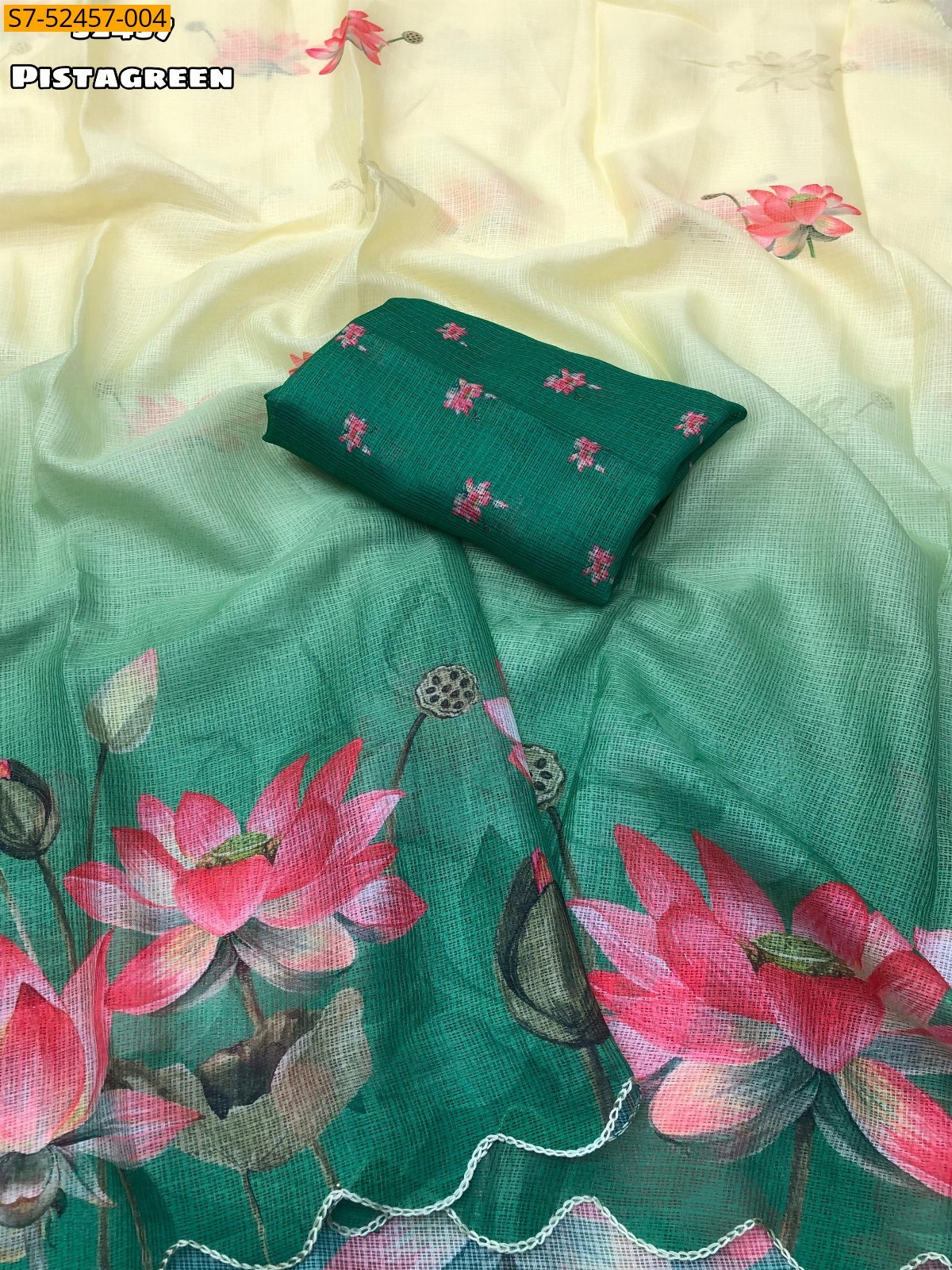 Green Soft kota checks sarees