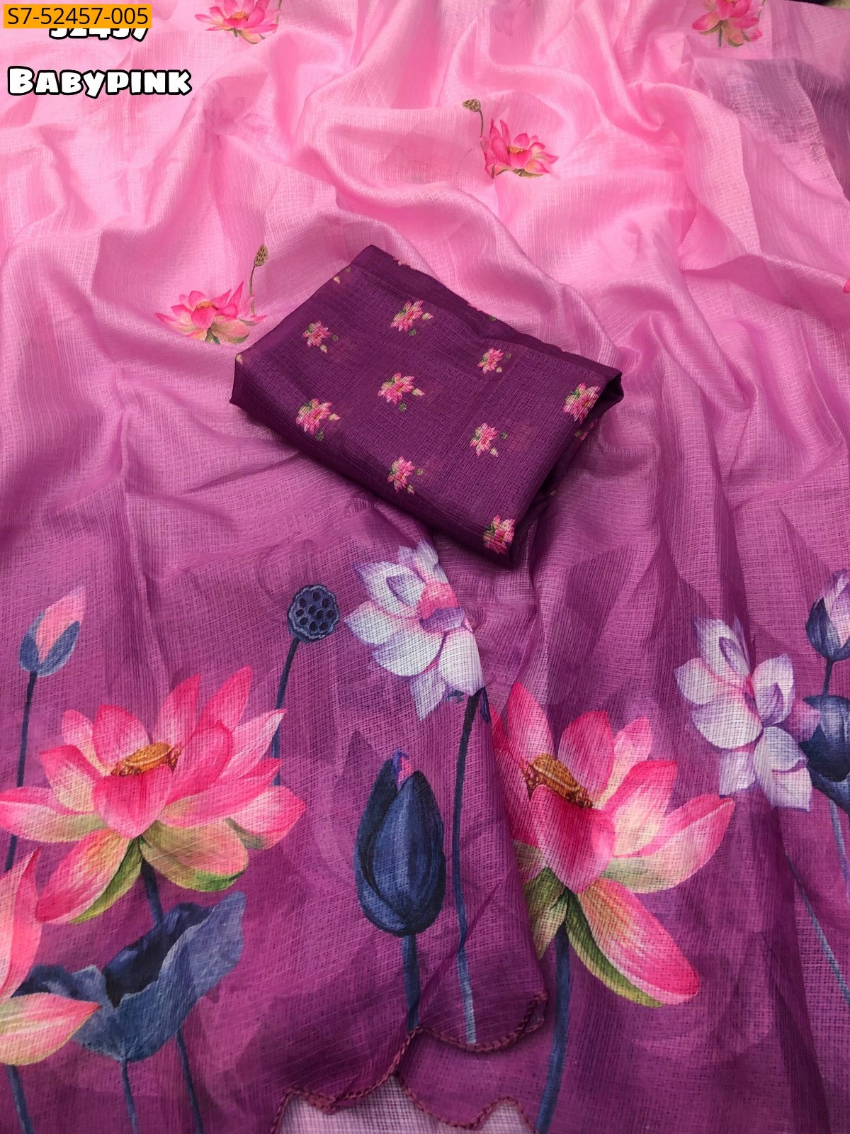 Pink Soft kota checks sarees