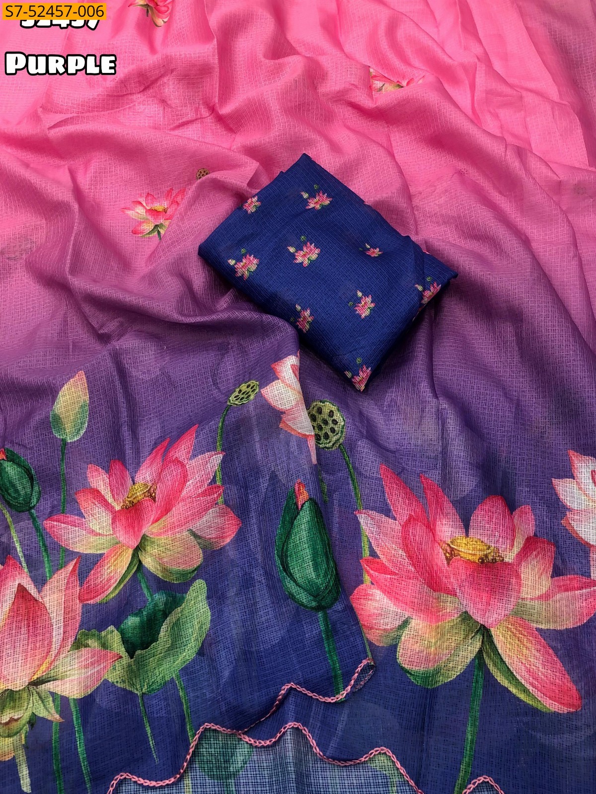 Purple Soft kota checks sarees