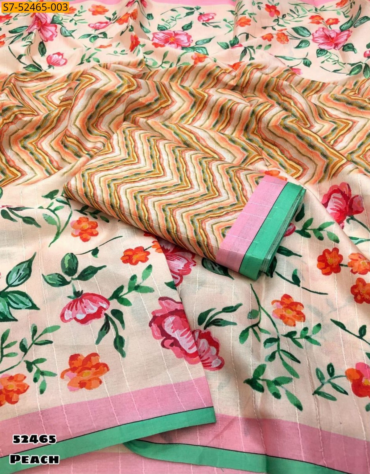 Peach Fancy Tussar silk Saree