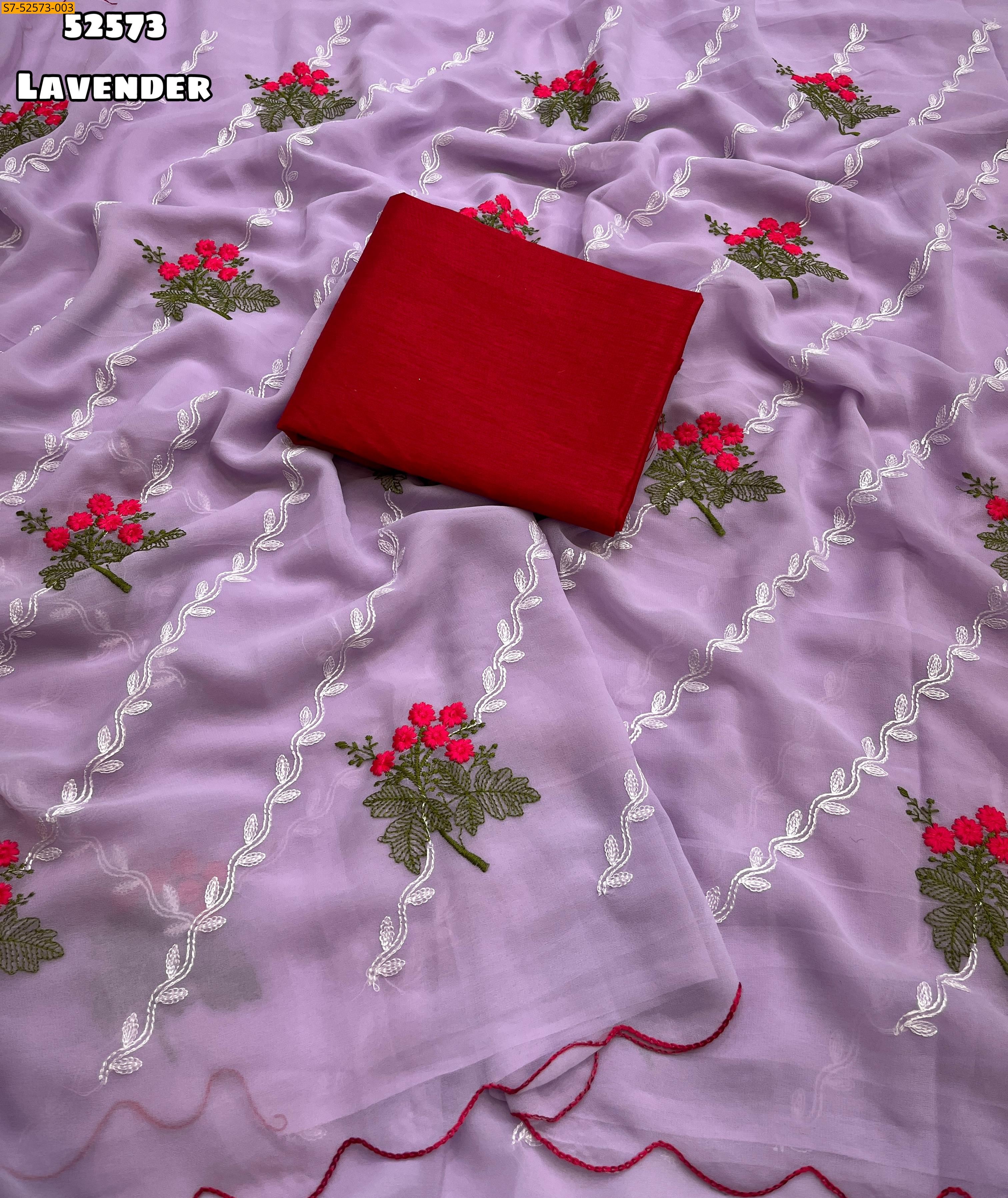 Lavender Faux georgette sarees