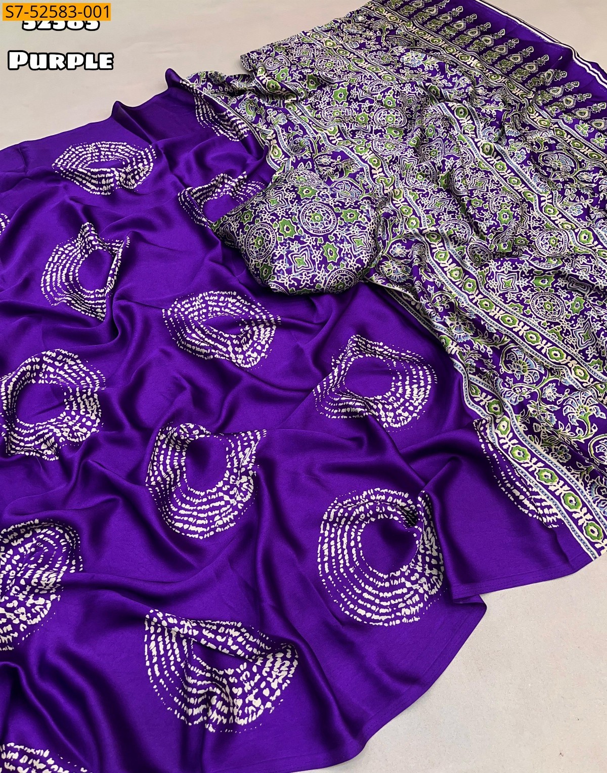Purple Soft and smooth modal satin sarees 