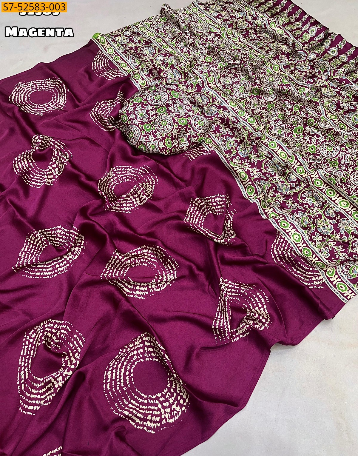 Magenta Soft and smooth modal satin sarees 