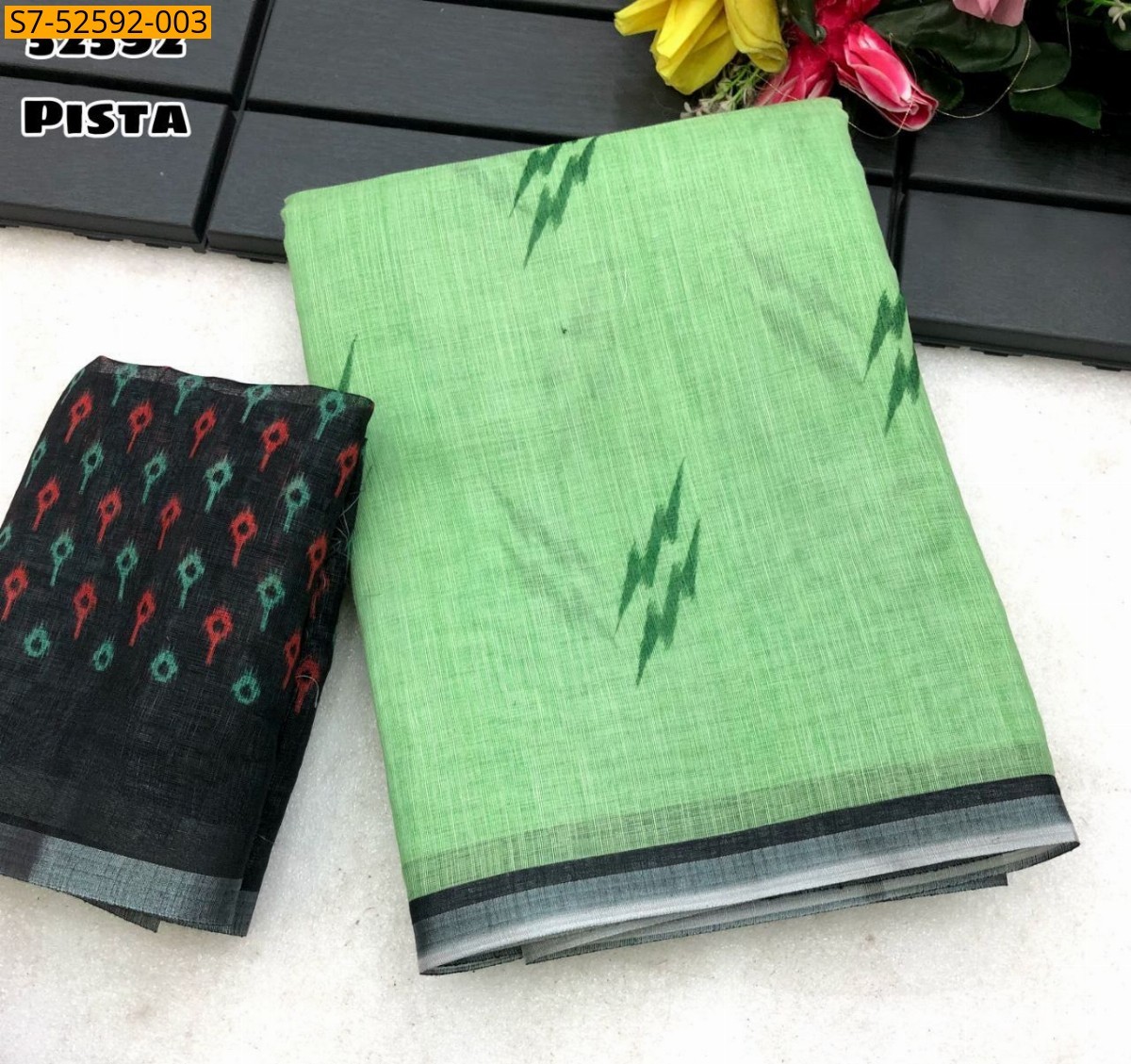 Pista Green Soft Linen saree