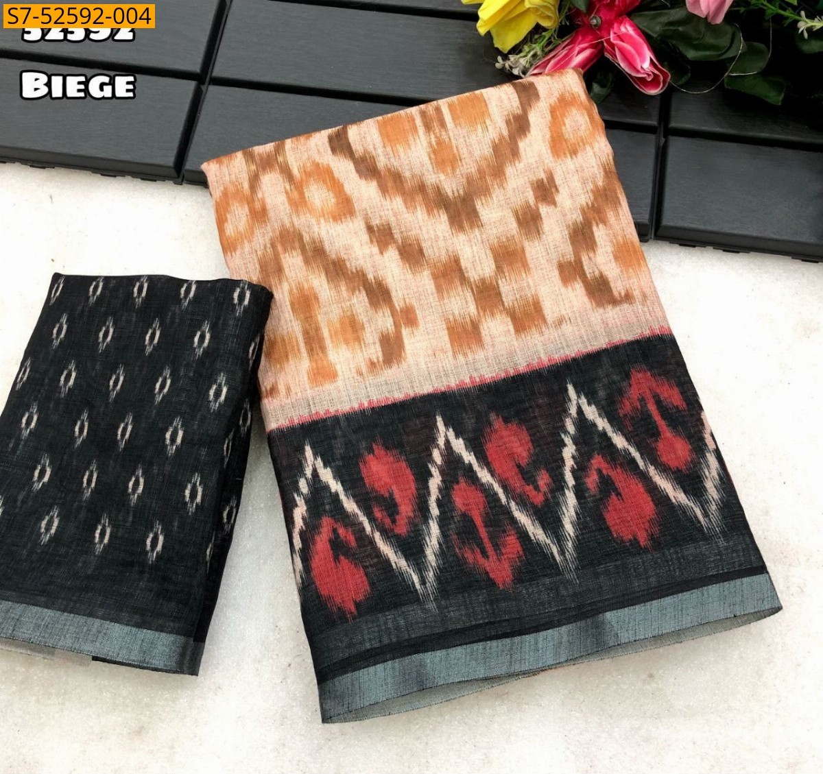 Beige Soft Linen saree