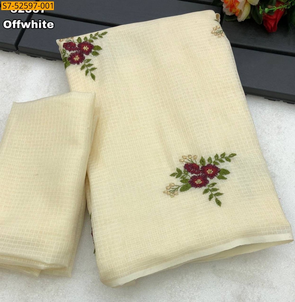 Half White Fancy soft kota sarees 