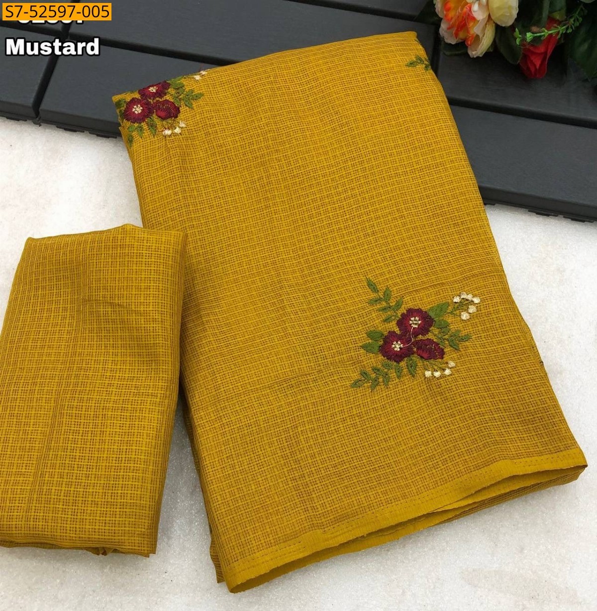 Mustard Fancy soft kota sarees 