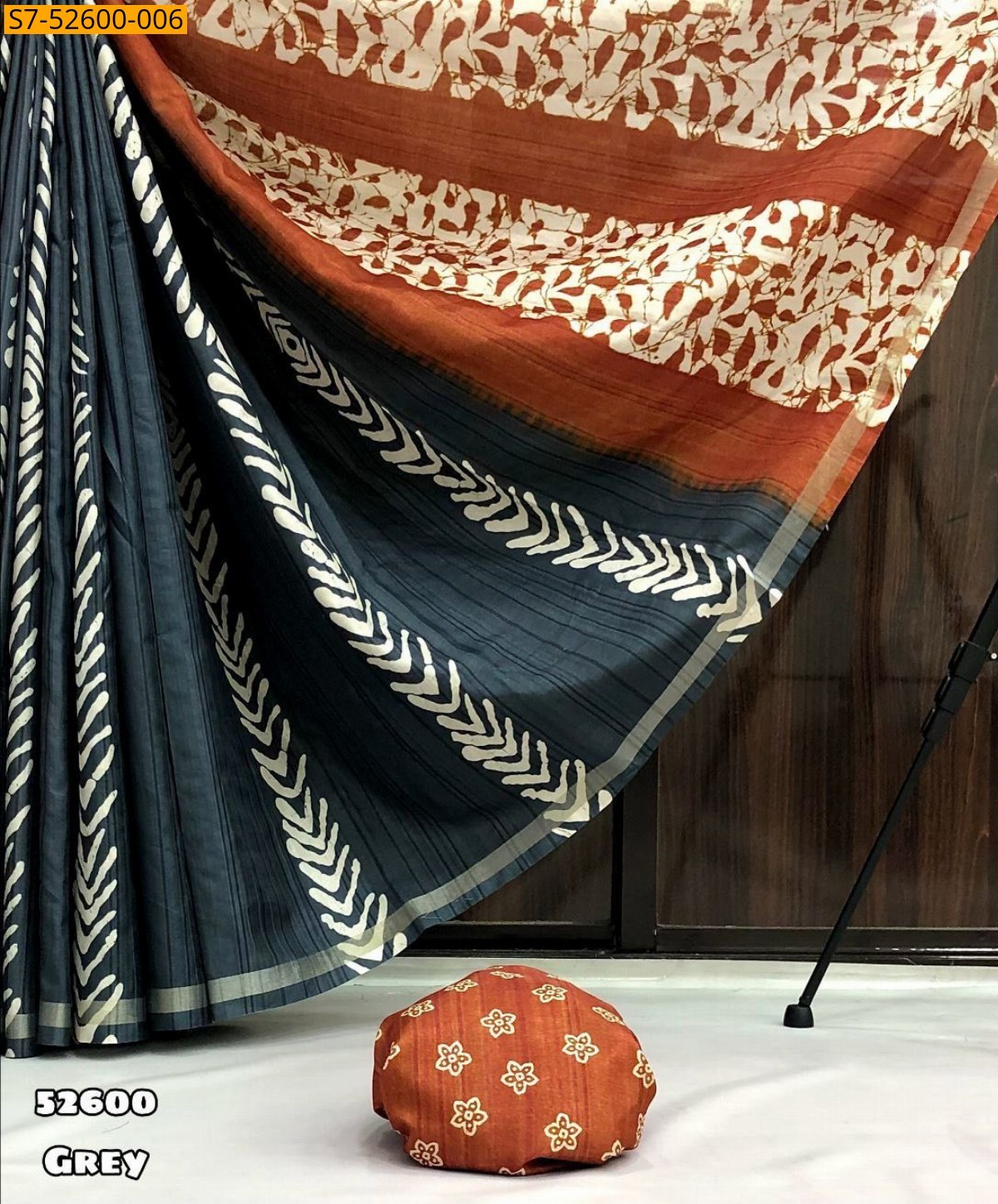 Gray Fancy ikkat silk saree 