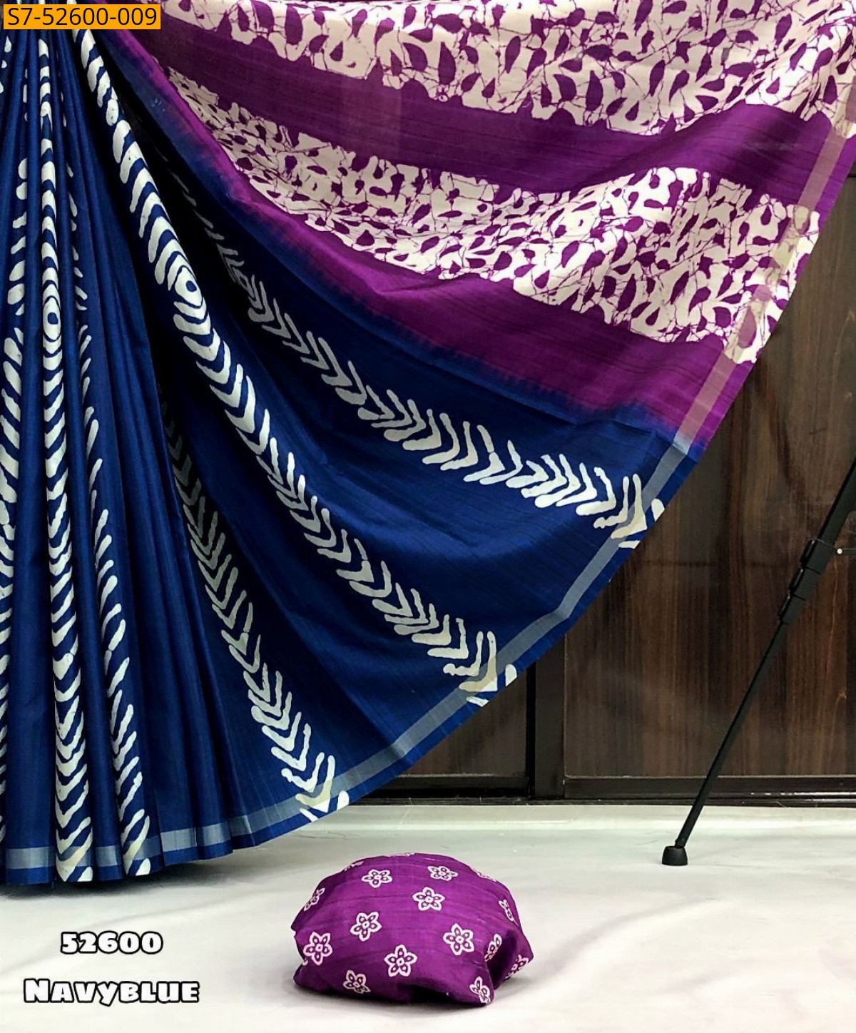 Navy Blue Fancy ikkat silk saree 