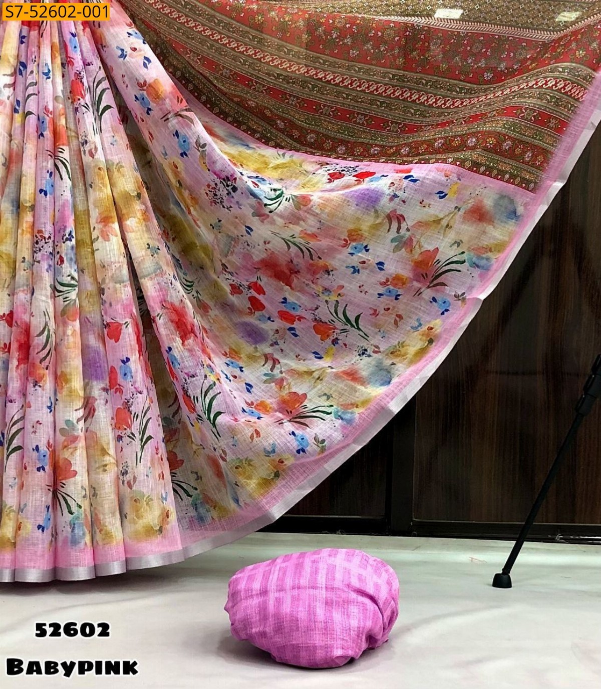 Pink Fancy linen saree