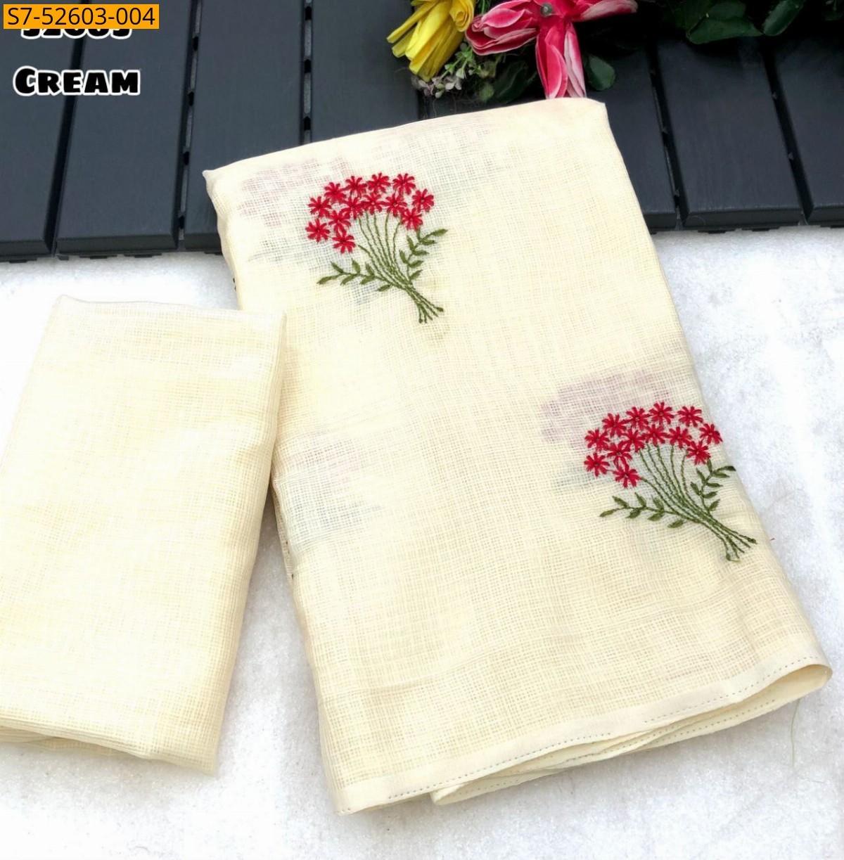 Cream Fancy kota tussar silk sarees