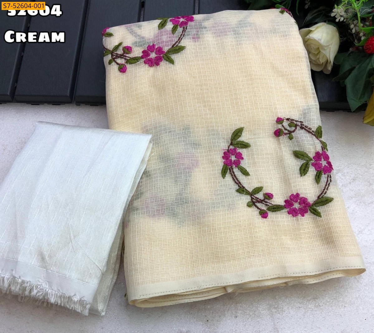 Cream Fancy kota sarees